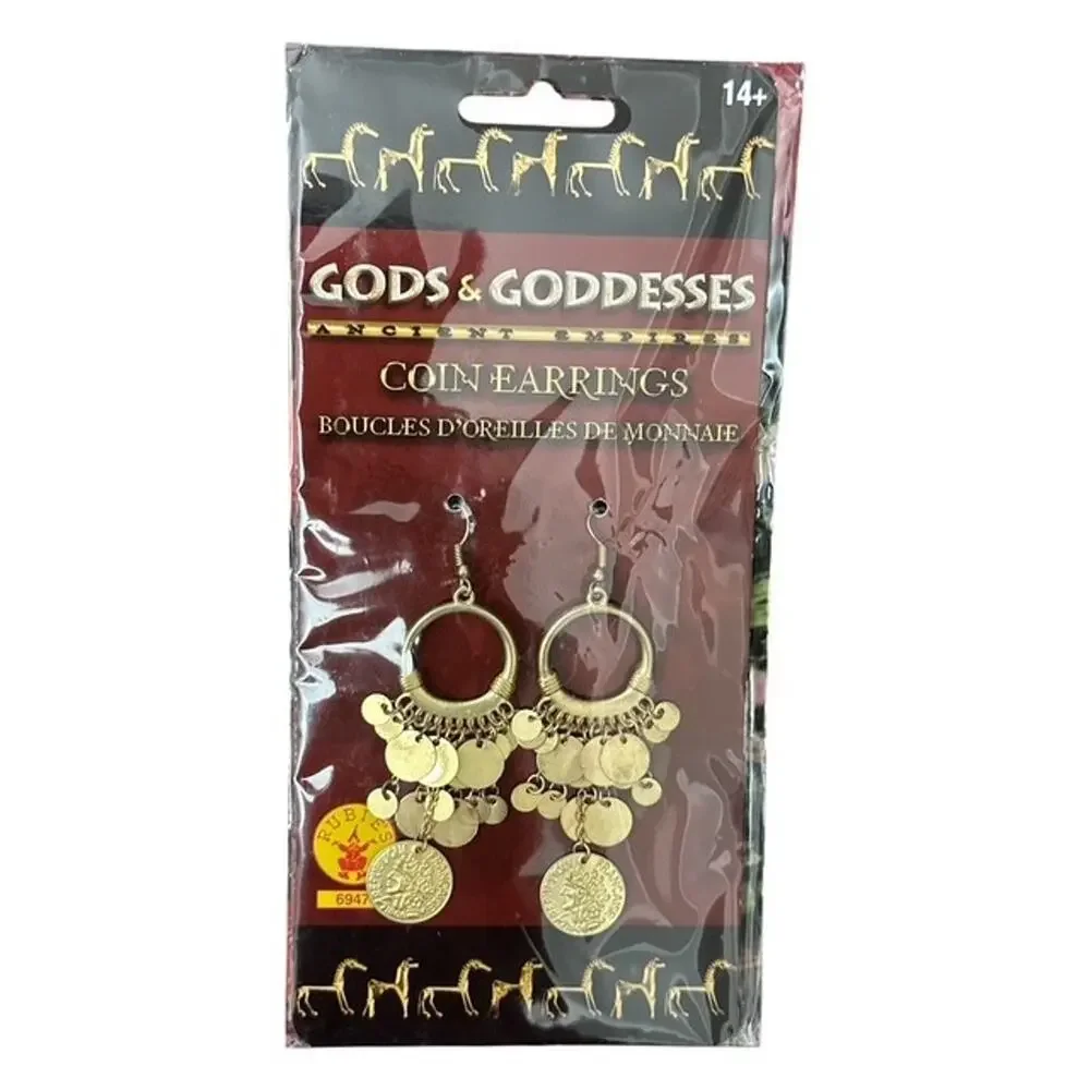 Gods & Goddesses Gold Coin Grecian Earrings Adult Halloween Costume Accessory